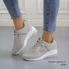 Women's Plus Size Wedge Heel Sneakers - Thick Sole, Breathable Mesh, Color Block Lace-Up