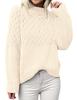 Cross Europe 2026 Women's High Neck Cable Knit Long Sleeve Pullover - Autumn/Winter Style
