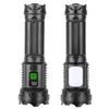 1800mAh 7 * LED Flashlight Type-C Rechargeable,nine Modes,waterproof with Side Lights,outdoor Lighting, Hiking Lights,camping Lights,patrol Lights