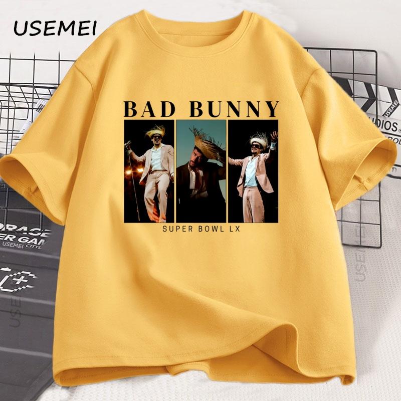 Bad Bunny Super Bowl Graphic Tee Shirts Short Sleeve Cotton T Shirt Unisex Women Cotton New Tshirt Women Printed Street Wear
