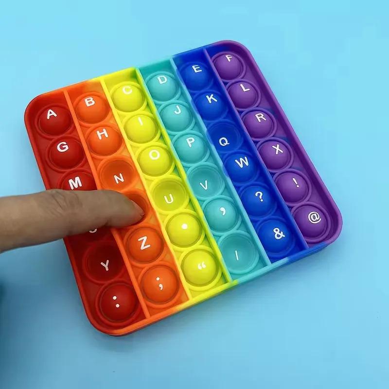 2-in-1 Fidget Toy: Letters & Numbers Push Bubble Sensory Board for Math Learning, Kids Educational Toys