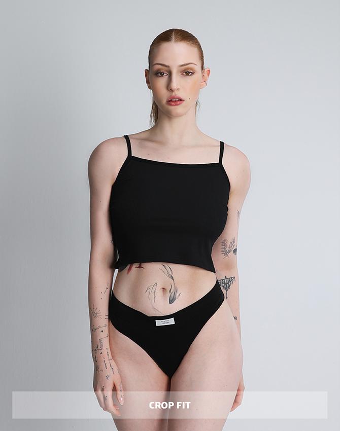 RVD Airy Ribbed Crop Camisole (Black)