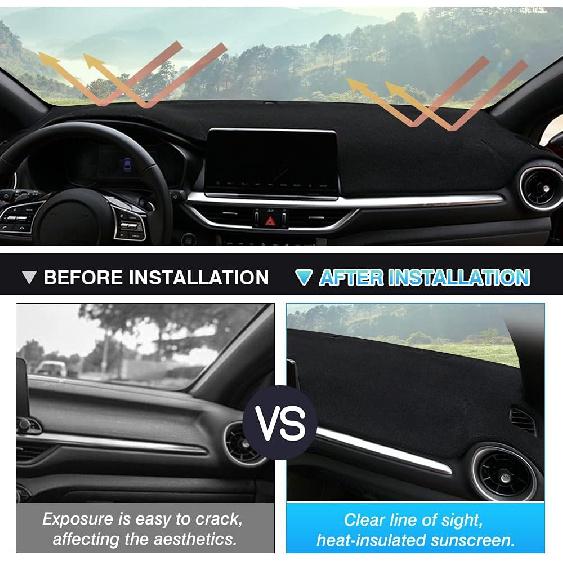 Autorder Dashboard Cover Mat for 2019-2023 2024 Kia Forte Accessories Dash Cover Flannel Dash Mat Sunshade Glare UV Rays Protector