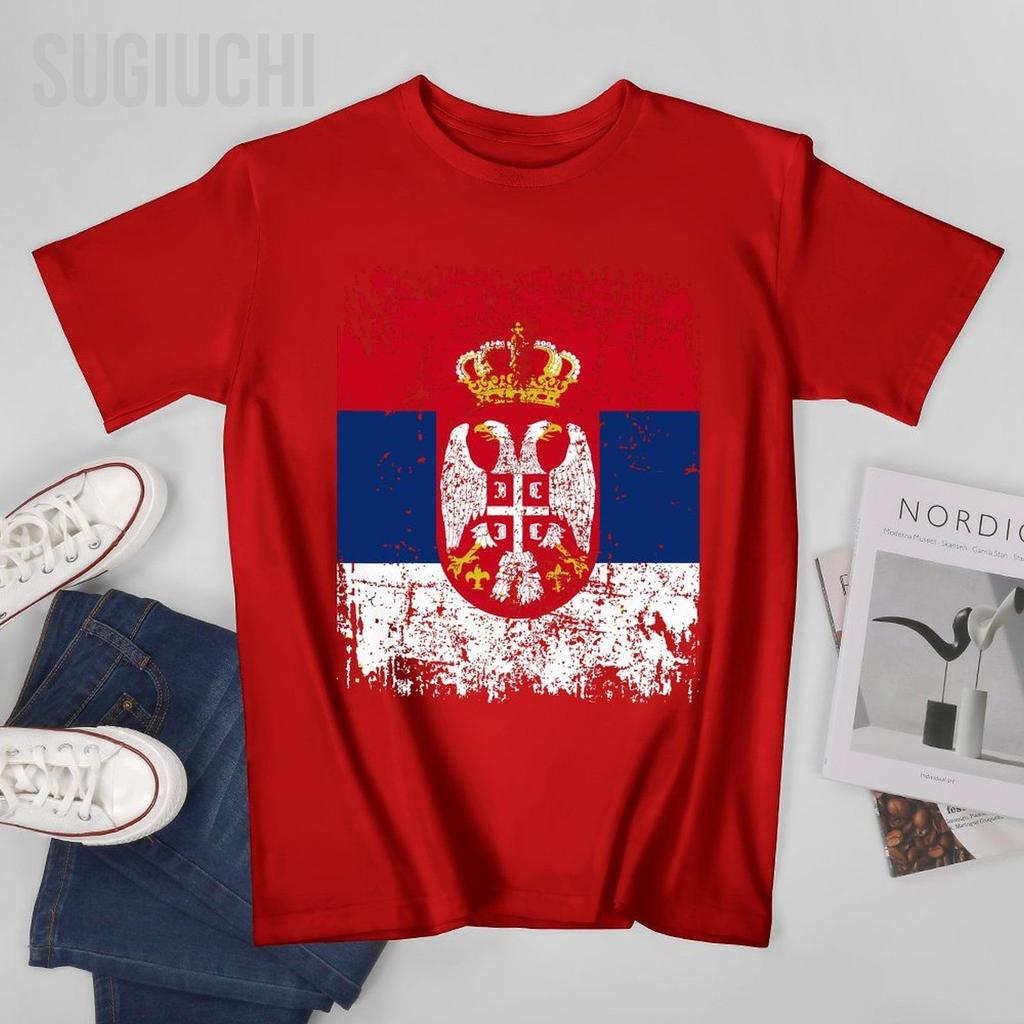 Unisex Unisex Vintage SERBIA Flag Serbian Tshirt Tees Oneck T Shirts WoUnisex Boys 100 Cotton TShirt