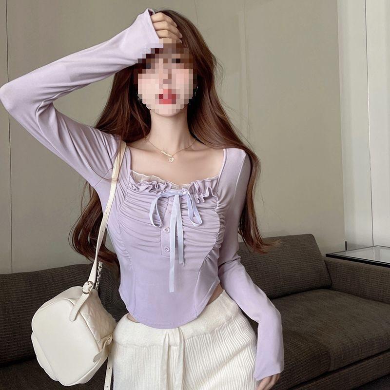 Oversized T Shirt For Women With Embroidered Details And Mandarin Collar For Autumn Winter Casual Wear