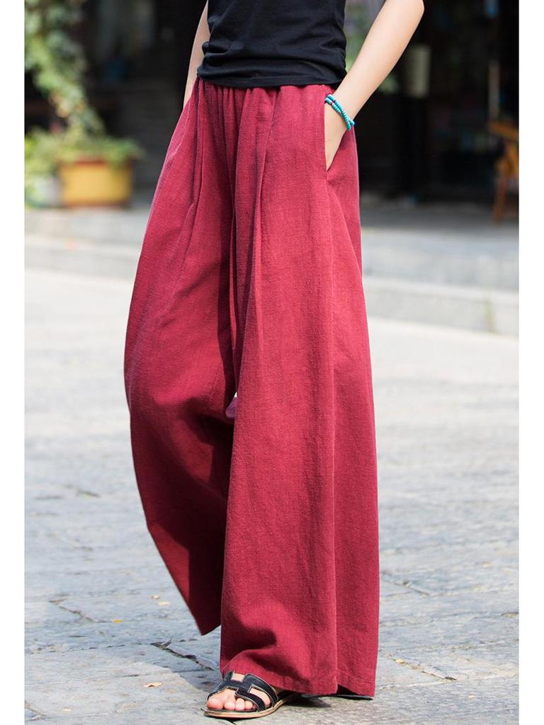 Women's Wide Leg Ramie Cotton Linen Pants - Spring/Summer 2025 Collection