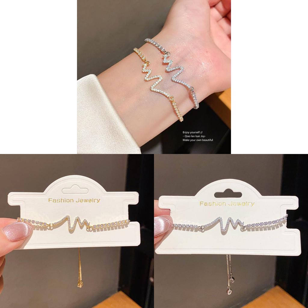 Zircon Heart Rate Design Shape Pendant Bracelet With Sparkling Stones For Womens Fashion Accessory