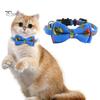 צווארון חיות מחמד מתכוונן עם אבזם בטיחות פעמון ללא חלודה עיצוב עניבת פרפר חמוד צוואר חיות מחמד עיגול בד צווארון הדפסה בנושא מזון לכלבים קטנים בינוניים