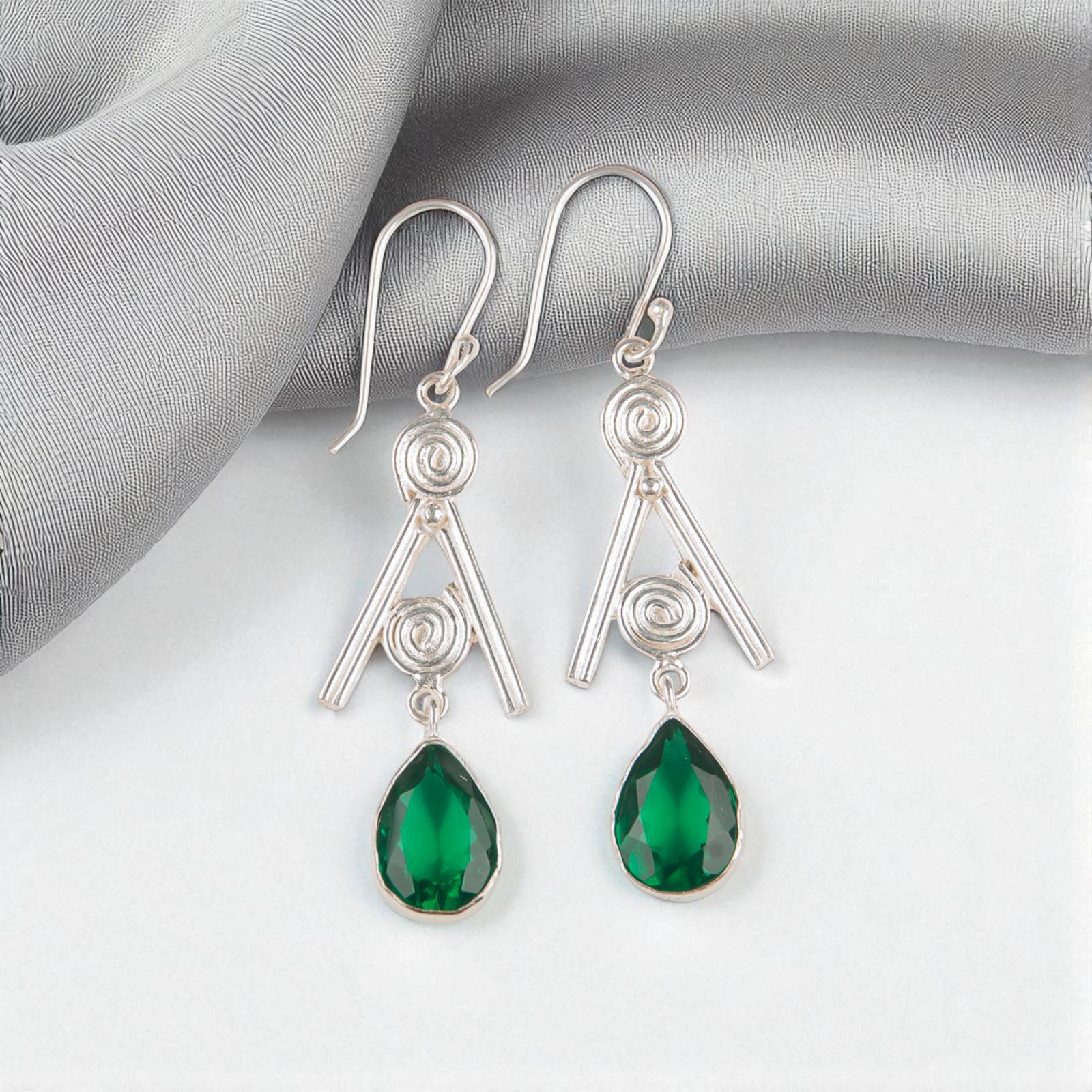 

Chrome Diopside Gemstone 925 Sterling Silver Jewelry Handmade Hook Earrings 2.4 EE-86-10