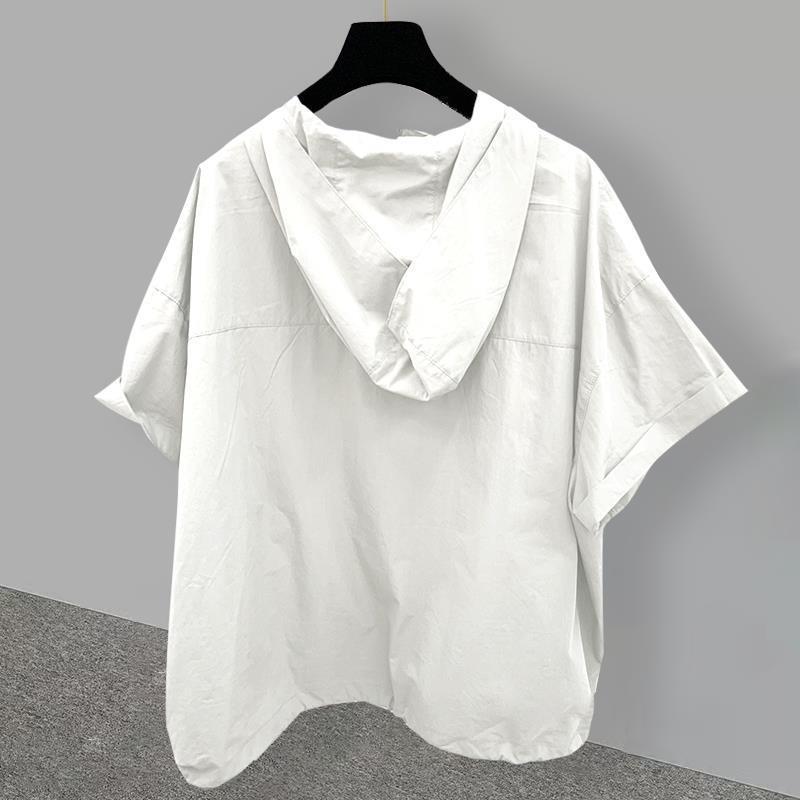 Herren T-Shirt mit Kapuze, kurzen Ärmeln, Reißverschluss und großer Tasche im koreanischen Stil - Trendige Sommer-Arbeitskleidung, lockere Passform