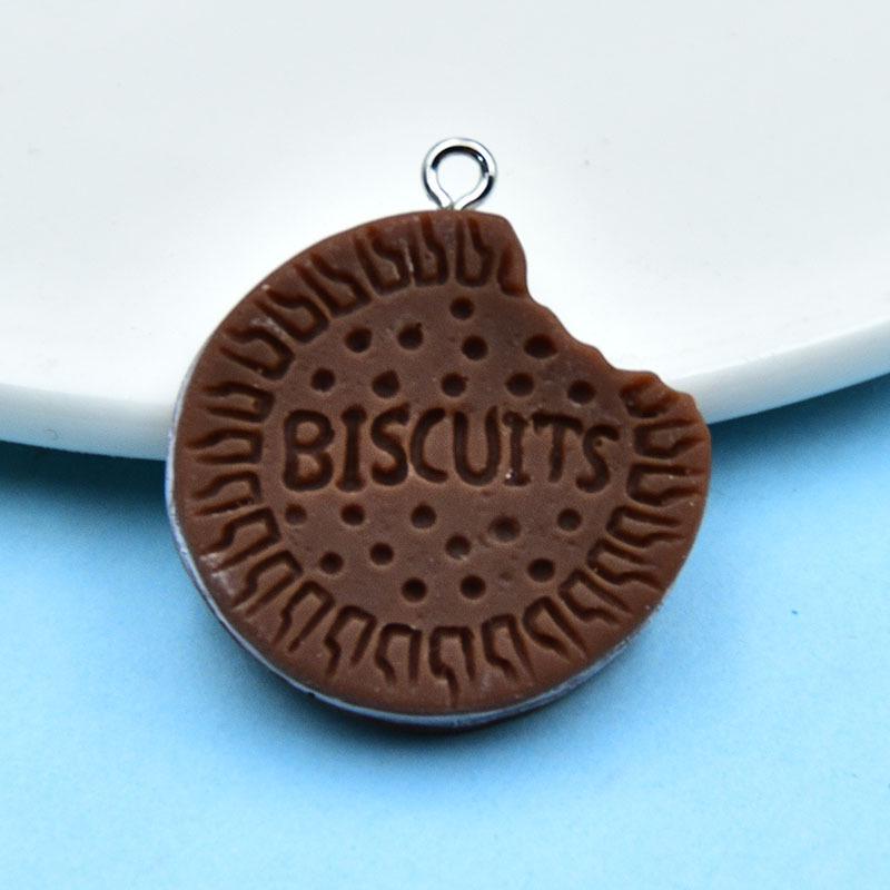 Resin Sandwich Cookie Keychain Pendant for DIY Jewelry Accessories коричневый