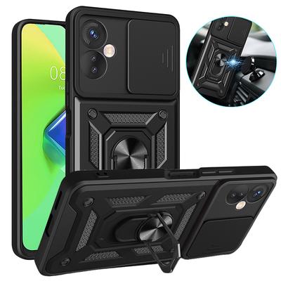 For Tecno Spark 8C 9 Case Slide Lens Armor Phone Case For Tecno Spark Go 2022 Spark 8 9 Pro Car Magnetic Holder Ring Back Cover
