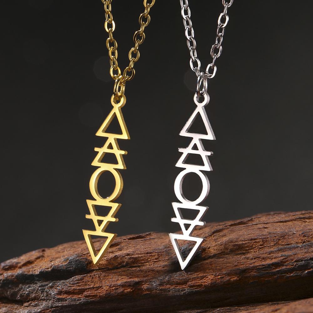 Dawapara Vier Elemente Halskette Ohrringe Schmuckset Wasser Feuer Luft Erde Symbole Alchemistisches Anhänger Edelstahl Schmuck