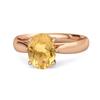 Citrine Classic Solitaire Design Ring - 925 Sterling Silver Rose Gold Vermeil