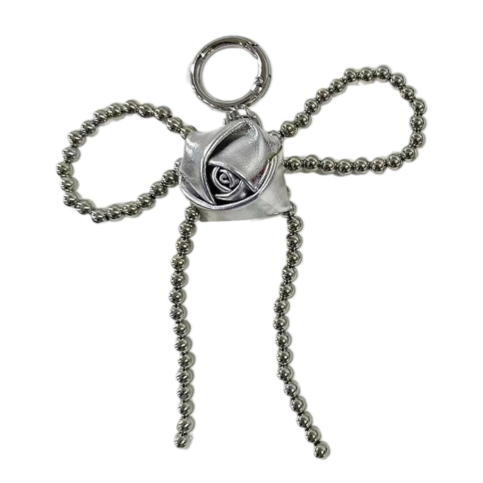 

Брелок-подвеска ручной работы из бисера и банта, элегантная роза, брелок-подвеска для телефона, украшение для рюкзака, телефонов и сумки L