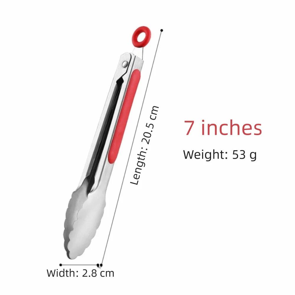 

Portable Stainless Steel Barbecue Tongs Non-Slip Lengthened Bread Tongs Silver Thickened Food Tongs Camping Supplies