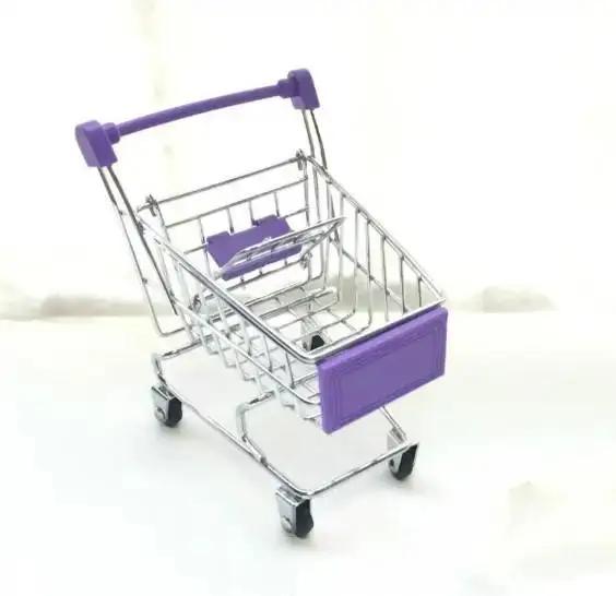 2025 Neues Mini-Supermarkt-Einkaufswagen-Schreibtischmodell-Ornament Kinderspielzeug Heimdekoration Niedliche Retro-Heimdekoration
