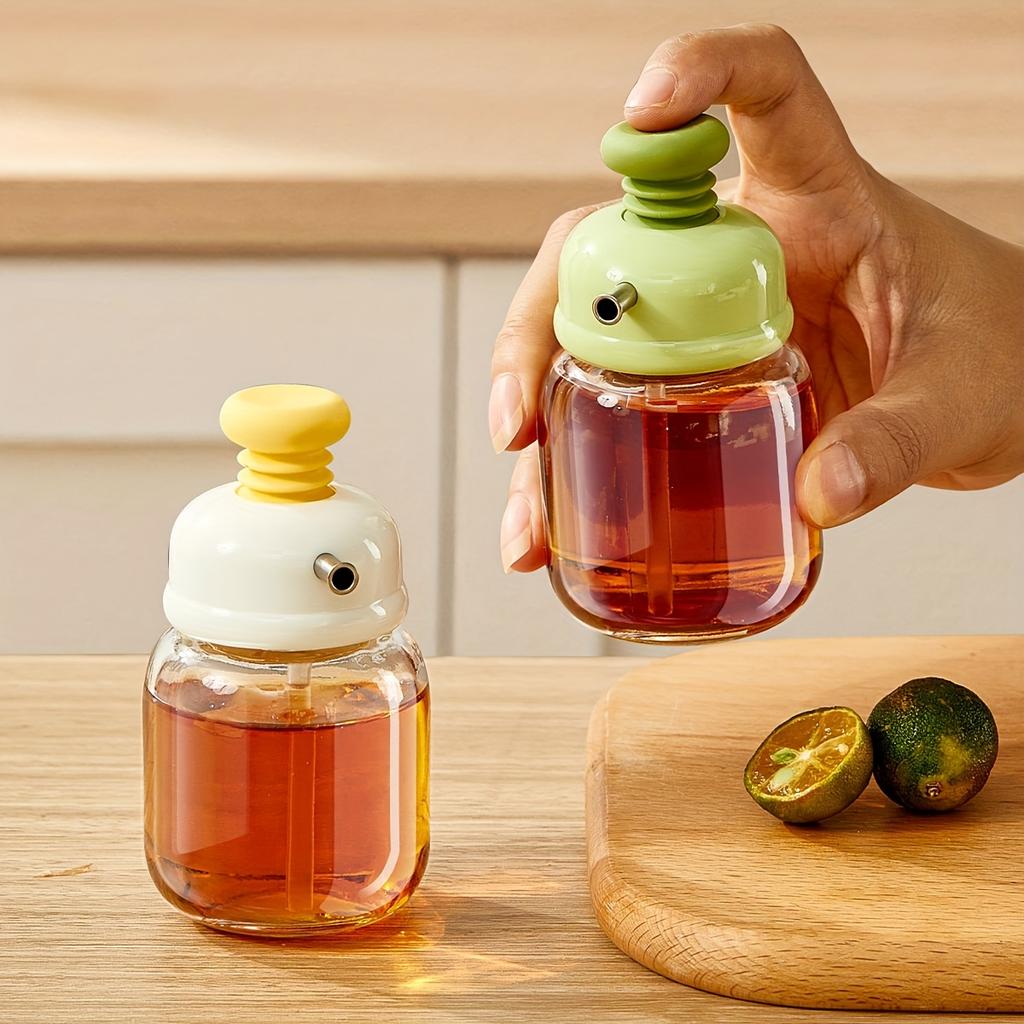 Press-top Glass Oil Bottle,Soy Sauce And Vinegar Condiment Bottle,Home Kitchen Spice Metered Oil Control Bottle