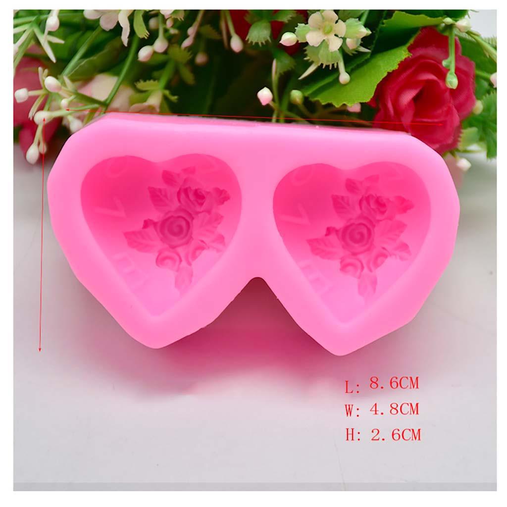 Double Hole Love  Silicone Fondant Icing Mould Wedding Cake  Decoration