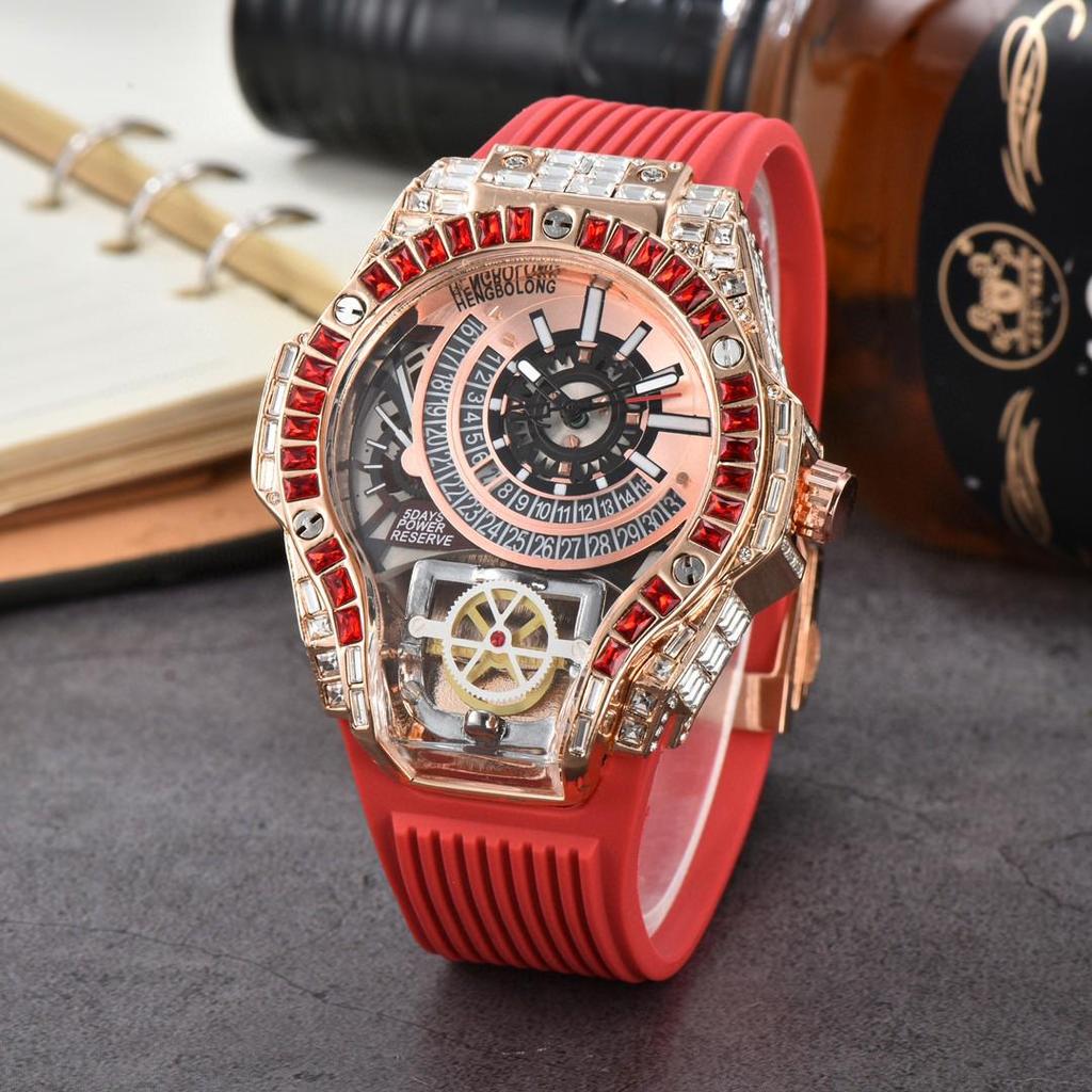 Men's Quartz Watch with Three-Needle Design, Sports Style, Irregular Full Diamond Shape, Similar to Jason Statham's Watch in Warcraft.