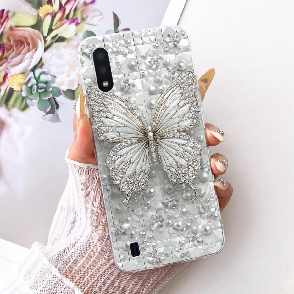 For Samsung Galaxy A01 Case SM-A015F Luxury Butterfly Tree Painted Cover Soft Silicone Case For Samsung A01 M 01 Galaxy M01 Bags