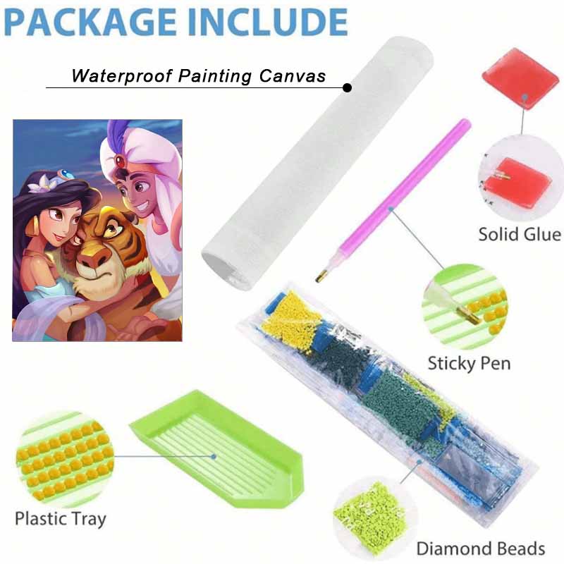 Disney Diamond Painting Kit Aladdin and Jasmine 5D Diamond Art Home Decor Creative Handmade Gift
