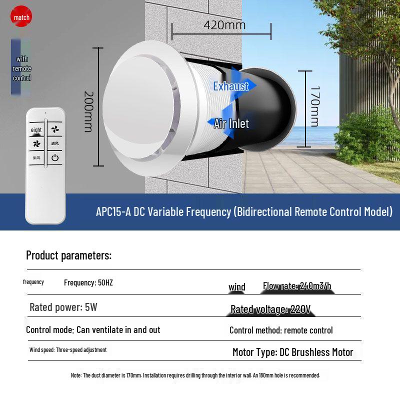 Wall-Mounted Dual-Flow Ventilation Fan with Air Purification System