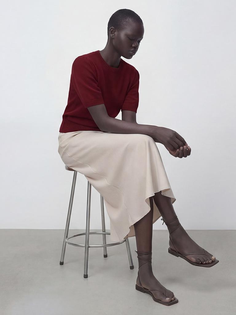 ACUD Satin A-Line Skirt_Cream