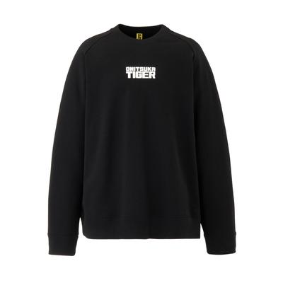 Onitsuka Tiger Crew Neck Sweatshirt With Letter Print Unisex Sweatshirt Black 2183B404-001