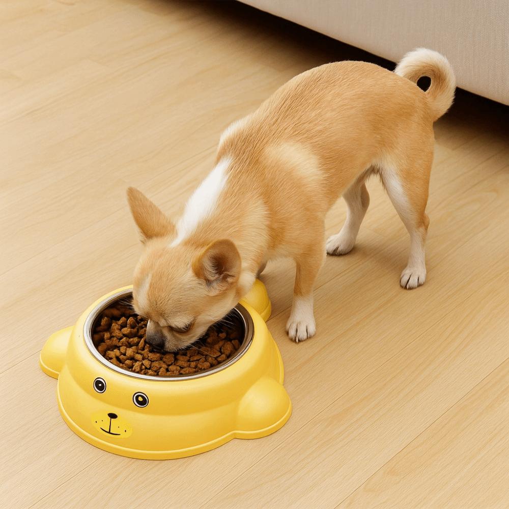 Cute Non-slip Stainless Steel Cat Bowl Anti-Choke Durable Dog Food Bowl Anti Tip Cartoon Anti-Spill Pet Feeder for Cats and Dogs