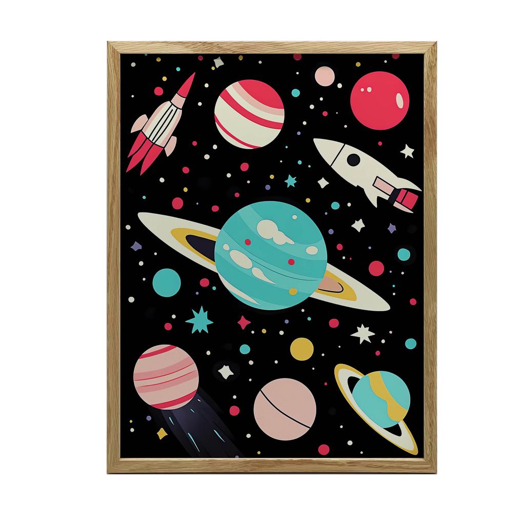 Plakat Kosmiczna Podróż Plakat Kosmiczna Podróż, 40X50 Cm, Rama Aluminiowa Czarna, Papier Matowy 230 Gsm