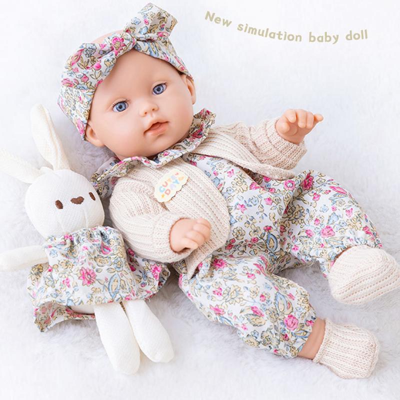 Realistic Baby Doll with Bunny Plush Toy Set