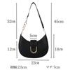 Leap Raupe Crescent-Shaped Shoulder Bag, Small Half-Moon Bag, PU Leather, Women's, Black