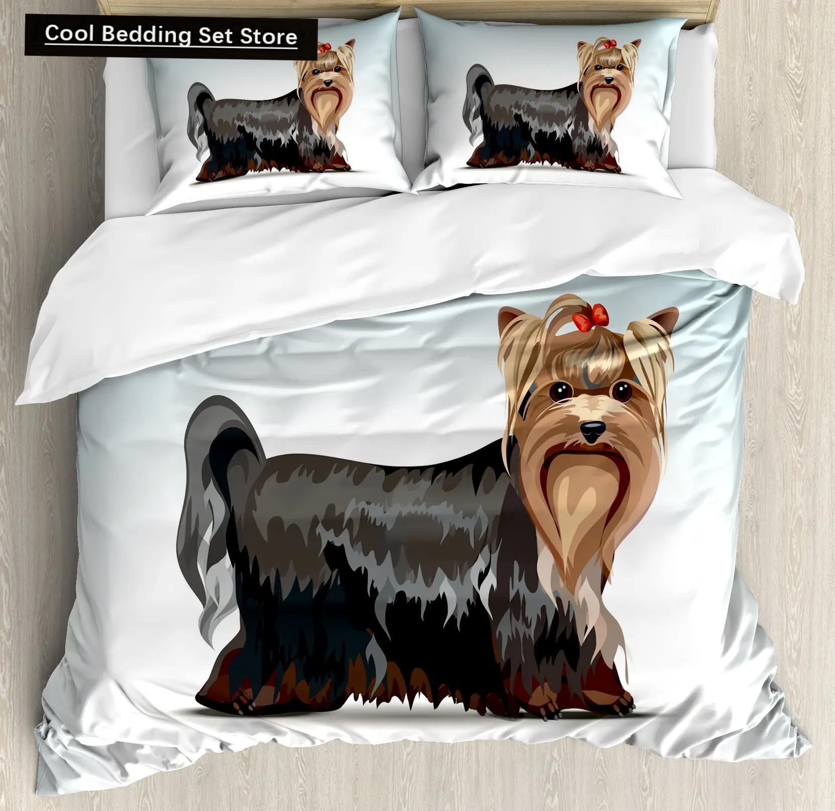 

Комплект постельного белья Yorkie с изображением собаки и наушников, музыка, комплект постельного белья из 3 предметов для детей, девочек и мальчиков, мягкий чехол с изображением щенка размера King Size EU single(135x200cm)