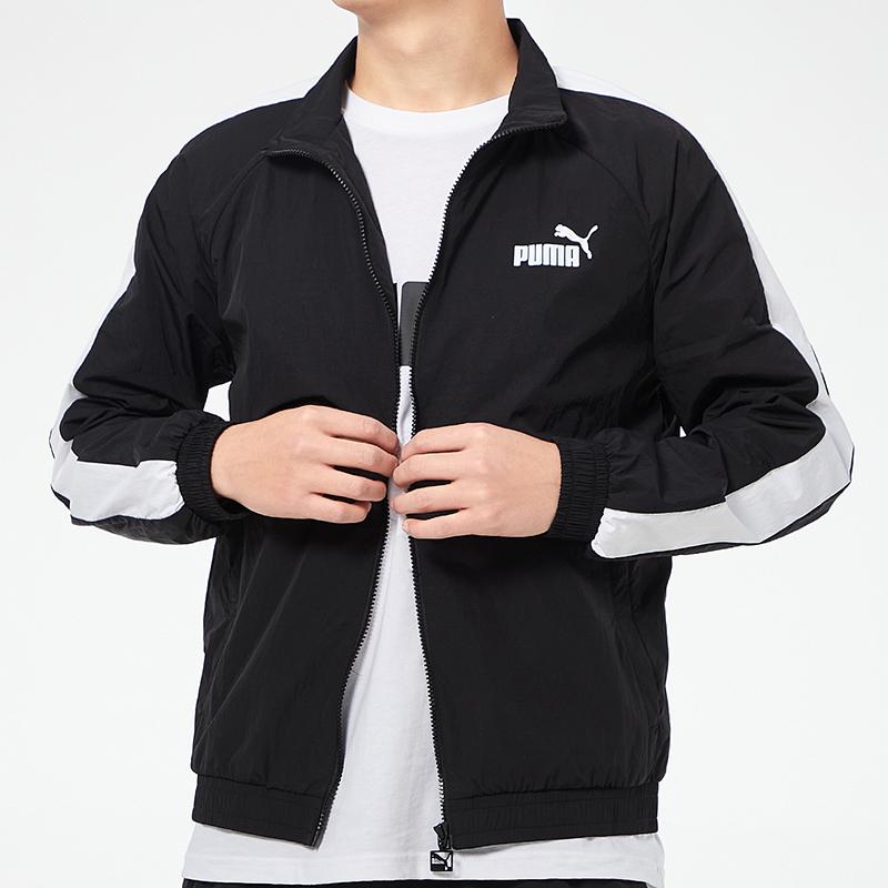 Puma Logo Sports Windproof Stand Collar Woven Jacket Men Jacket Black 532559-01