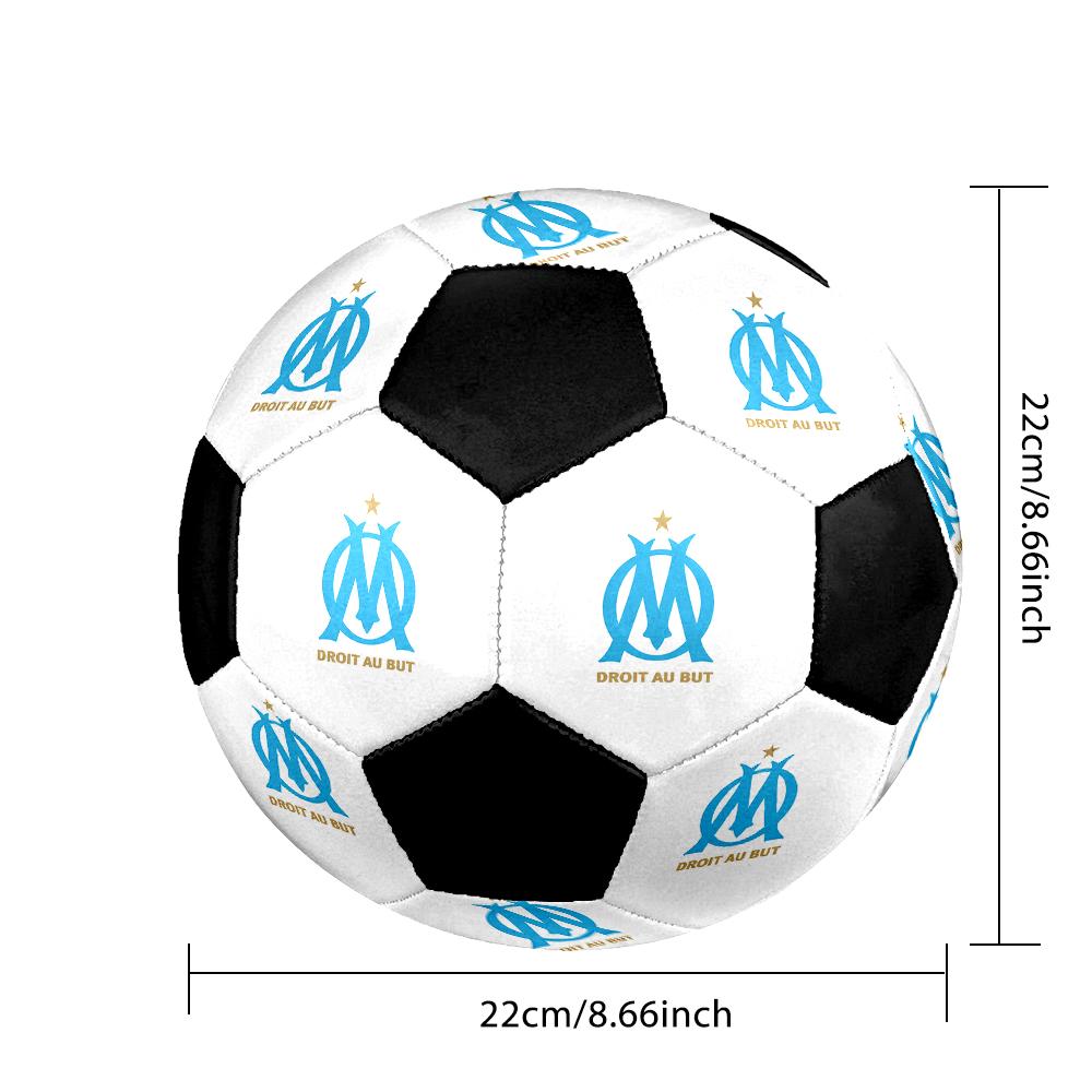 SIZE 5 Olympique de Marseille Soccer Ball Colorful All Ages Machine Stitched PVC Competition Ready Durable High-Bounce