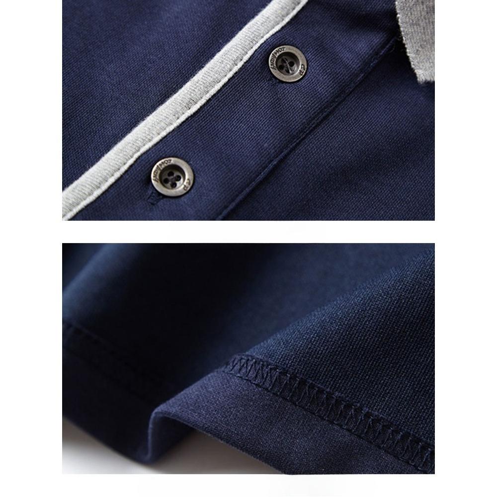 Men's Retro Color Block Long Sleeve Polo – Soft Touch Jersey Shirt with Contrast Cuffs & Vintage Logo – Smart Casual Business Wear