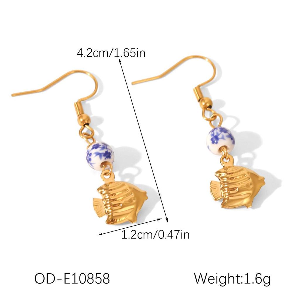 Women's Ocean-Themed Titanium Steel Necklace with Starfish, Fish, and Conch