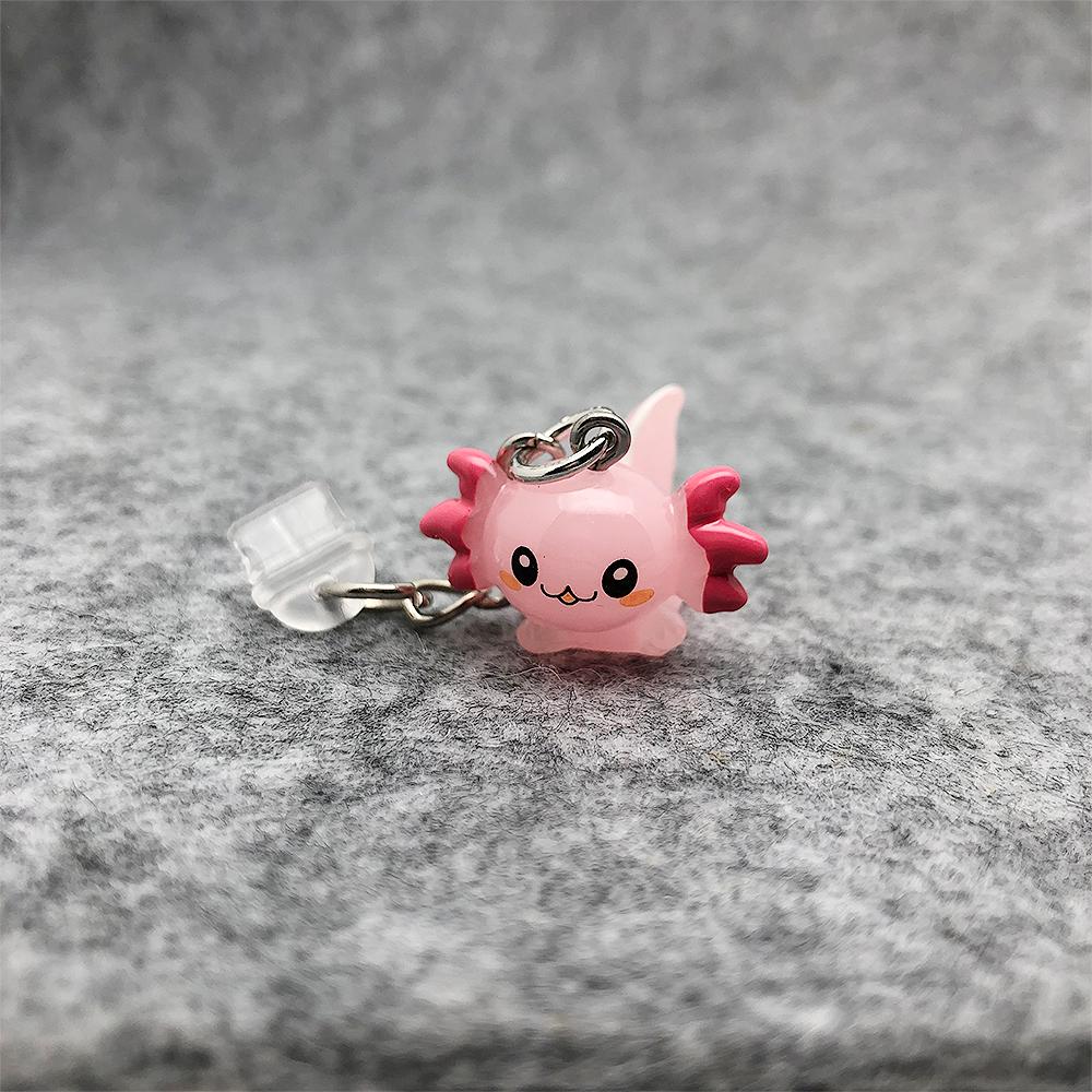 Adorable Practical Resin Pink Axolotl Charm Dust Plugs for Mobile Phone Tablets Laptops USB-C Lightening Port2