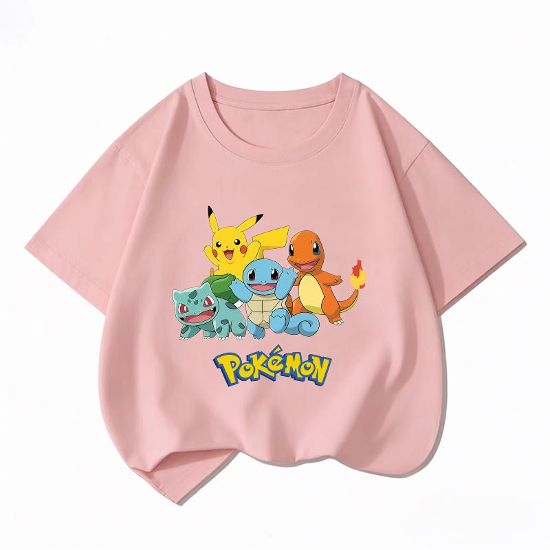 Potdemiel Sommer Neuankunft Kinder Kurzarm Pikachu T-Shirt, 100% Baumwolle, Bequem und Atmungsaktiv für Jungen und Mädchen