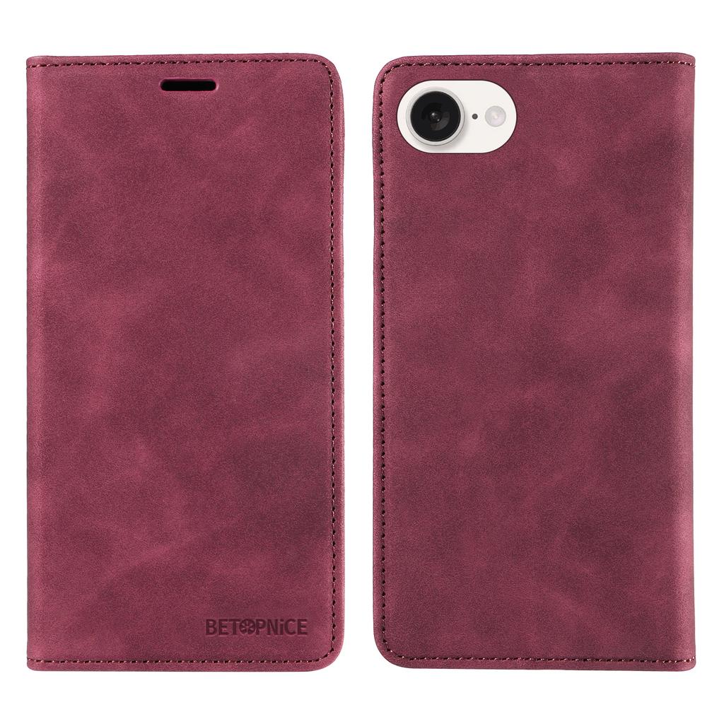 BETOPNICE 003 Do iPhone'a 16e Etui portfelowe Blokowanie RFID Skóra+TPU Odporne na wstrząsy Obudowa telefonu