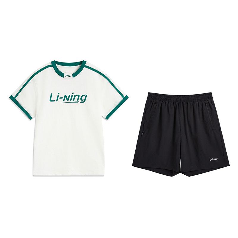 

Li-Ning Fashionable Versatile Loose Short Sleeve Top Comfortable Shorts Casual Sports Suit Women suit B44-4+V157-1 S