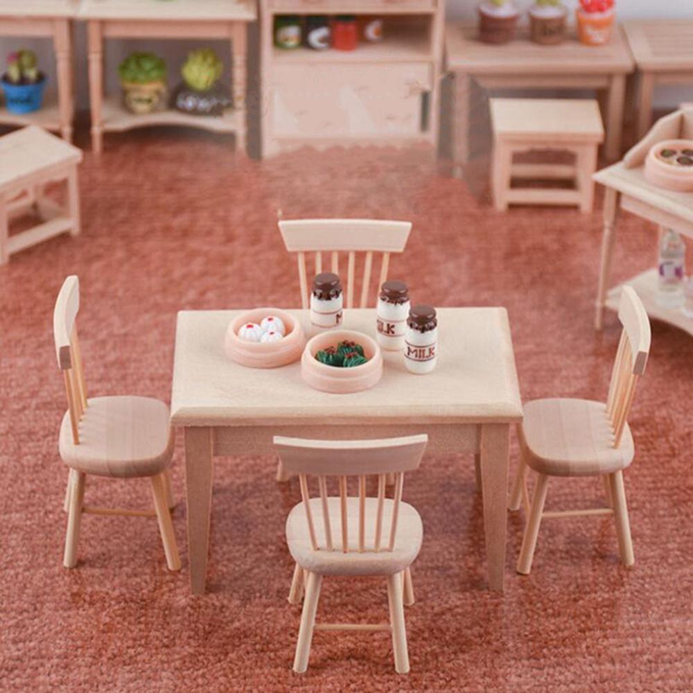 Ornament Doll House Decor Wooden Decorative Mini Tiny Table Dining Room Dollhouse Furniture Chair