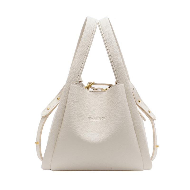 Fashion Niche Design Portable Vegetable Basket Bucket Bag Women's Casual Lychee Pattern Single Shoulder Child and Mother Bag