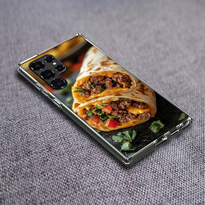 Cheese Crispy Chicken Beef Packaging Phone Case For Samsung Galaxy S24 S23 S21 S20 FE S22 S26 Ultra S25 Edge S10 Plus Cover Clea