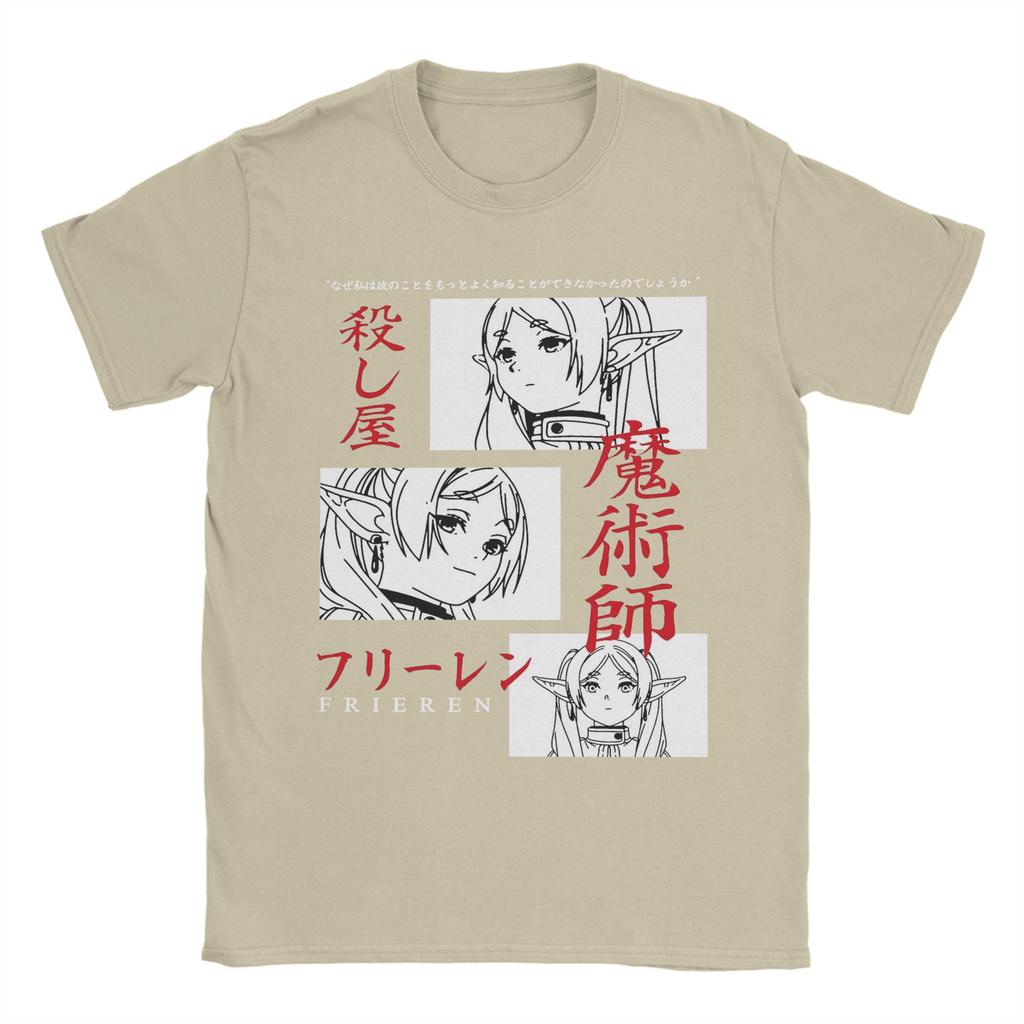 Sousou No Frieren T Shirt Men Pure Cotton Vintage T-Shirts Crew Neck Japanese Anime Tees Short Sleeve Clothing 4XL 5XL