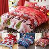 Cozy Holiday Quilt Cover And Pillow Case Set With Vibrant Santa Claus Patterns