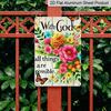2D Flat 1pc Vintage Metal Wall Art Sign "with God All Things Are Possible" - Floral & Butterfly Bible Verse Decor, 12x8 Inch Rustic Farmhouse