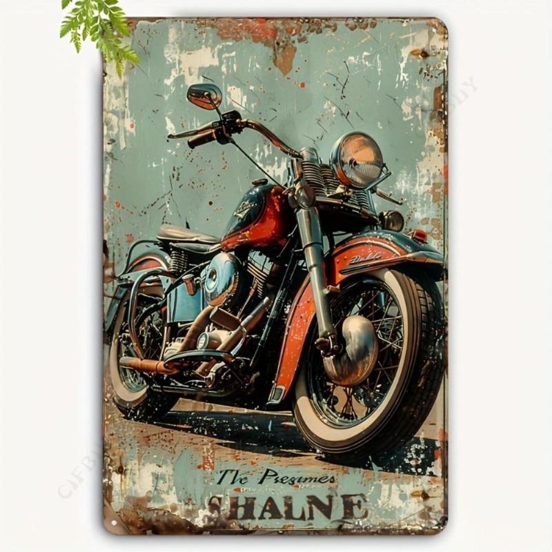Motorcycle Metal Wall Sign, Garage Bar Decor 20x30cm