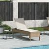 Beige Sun Lounger with Cushion 55x200x44 Cm Poly Rattan